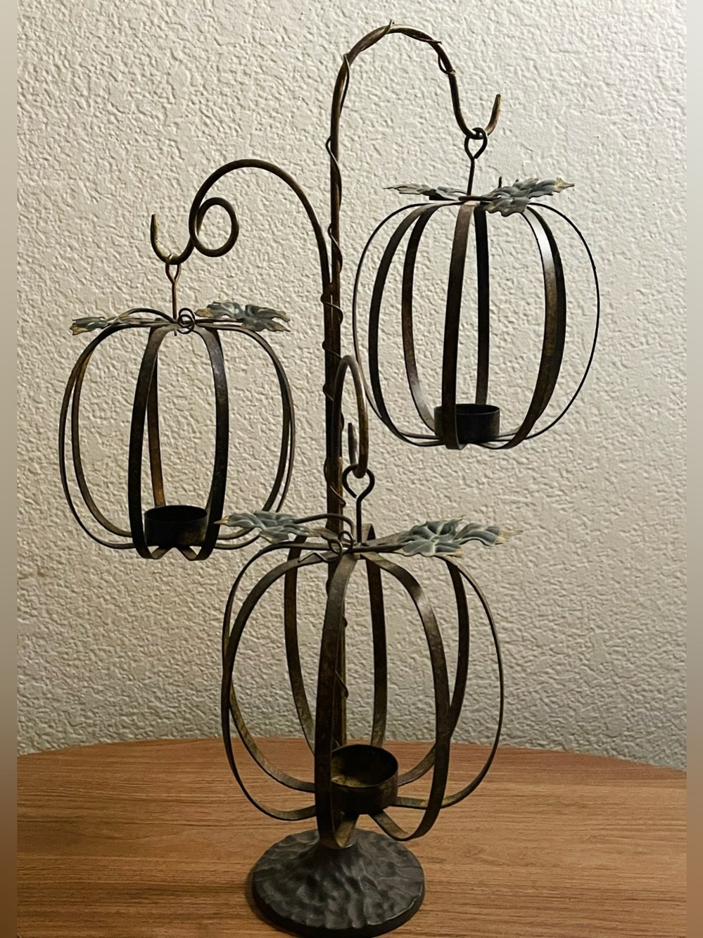 Rustic Bronze Metal Pumpkin Tea Light Holder - Fall Home Decor